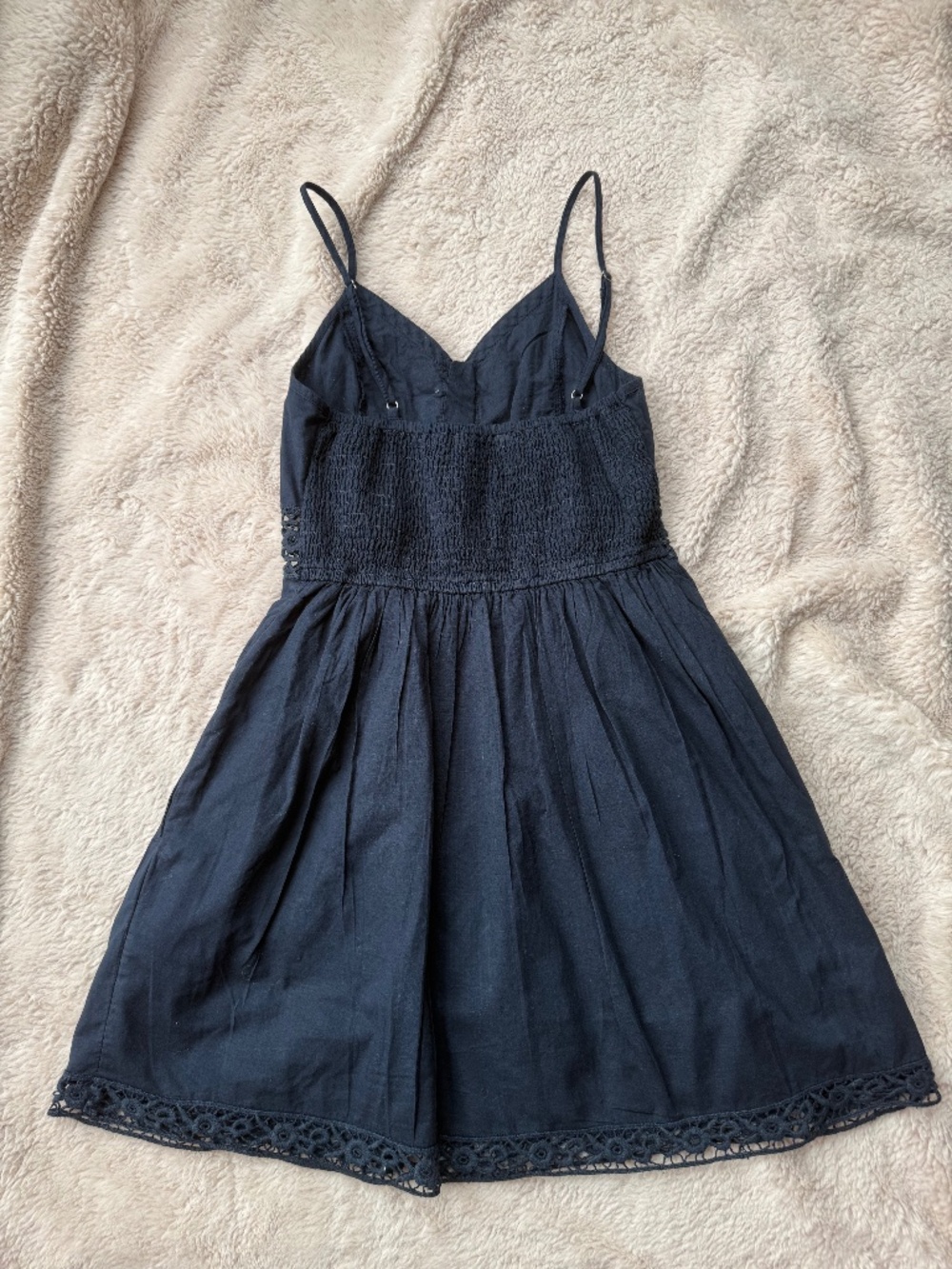 Abercrombie & Fitch Navy Blue Cotton Lace Inset Mini Sundress Size XXS